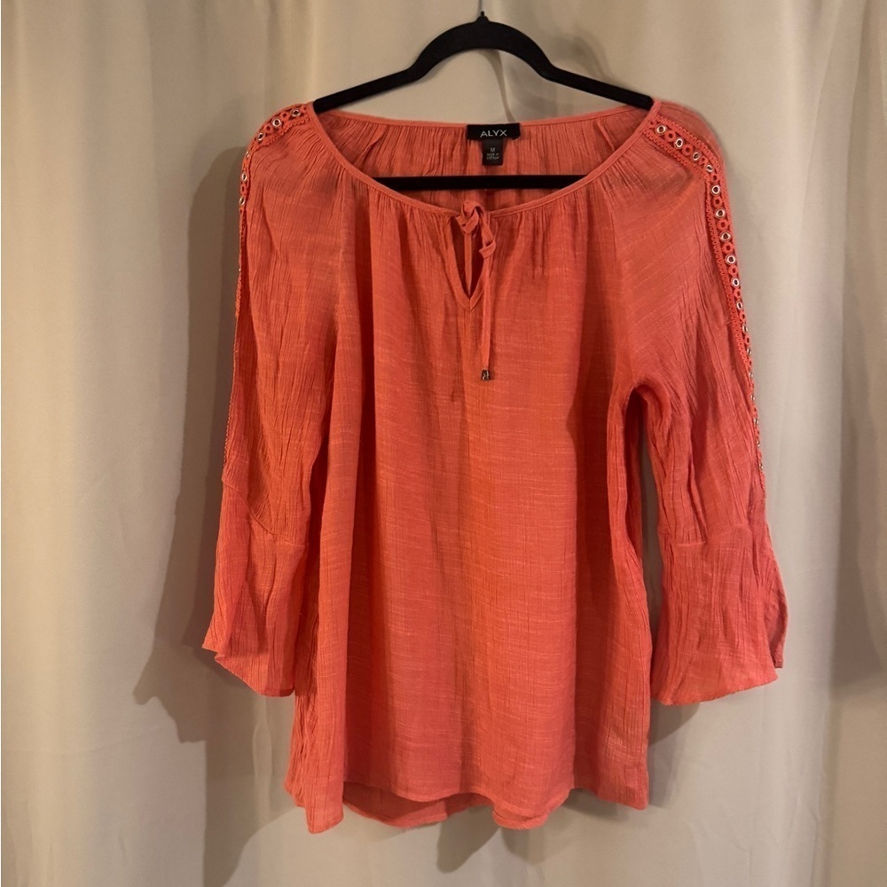 Alyx Pink Flutter Sleeve Blouse with Tie Front